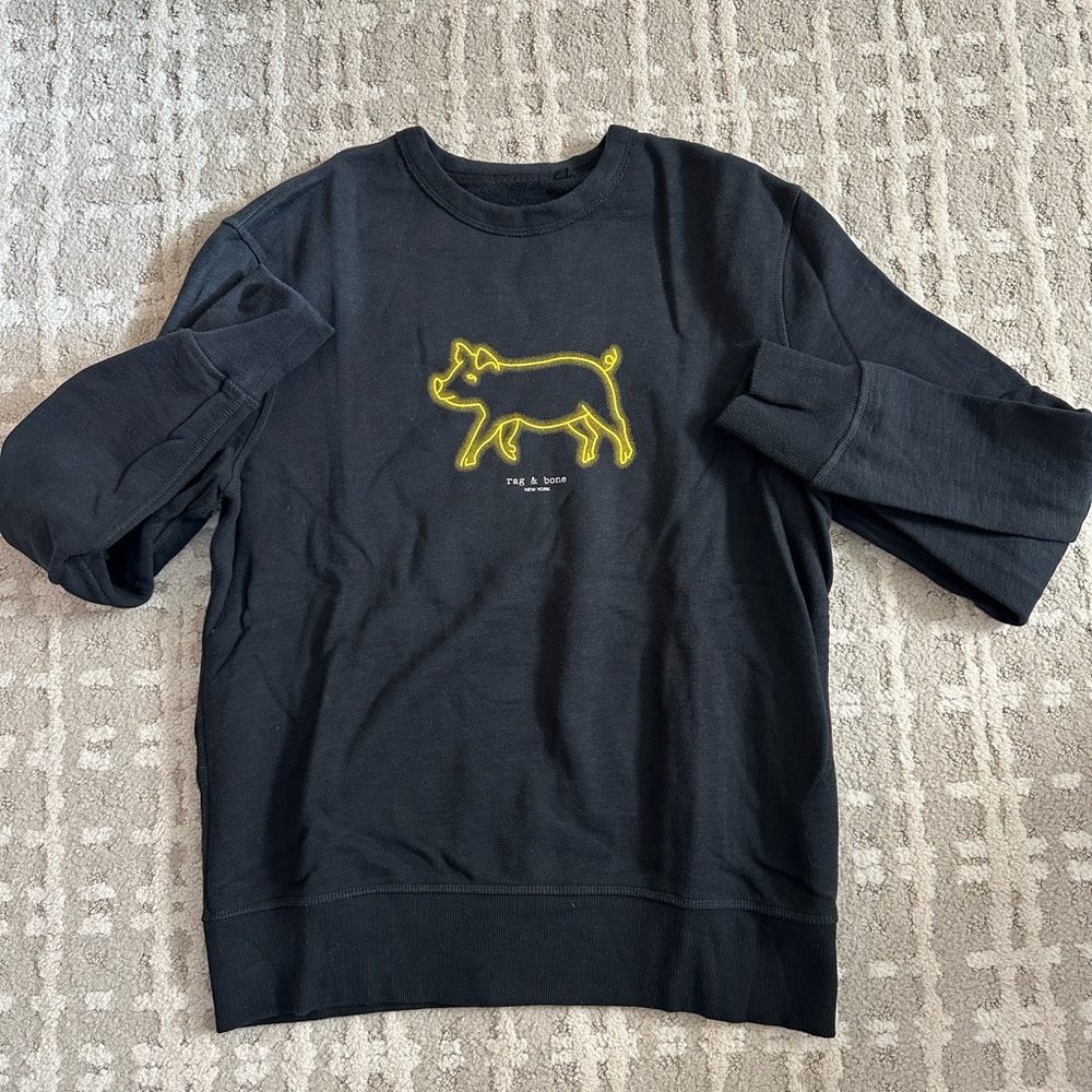 Rag & Bone Black Crewneck Sweatshirt